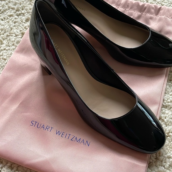 New condition Stuart Weitzman Holly shiny patent block heels - Picture 1 of 6